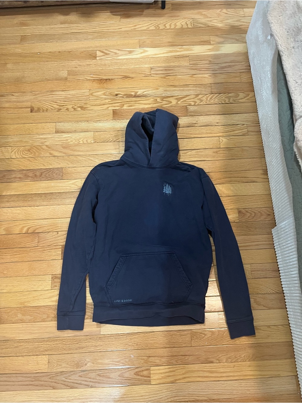 Life Is Good Navy Pullover Hoodie with Subtle Logo